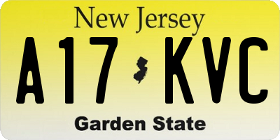 NJ license plate A17KVC