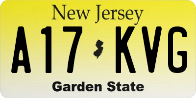 NJ license plate A17KVG