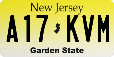 NJ license plate A17KVM