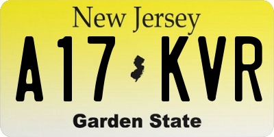 NJ license plate A17KVR