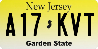 NJ license plate A17KVT