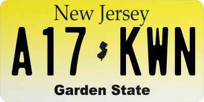 NJ license plate A17KWN