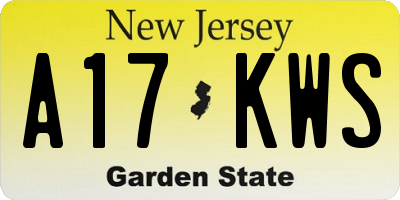 NJ license plate A17KWS
