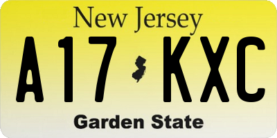 NJ license plate A17KXC