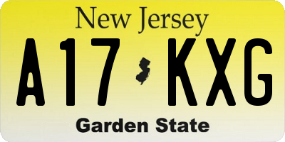 NJ license plate A17KXG