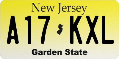 NJ license plate A17KXL