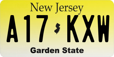 NJ license plate A17KXW