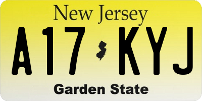 NJ license plate A17KYJ
