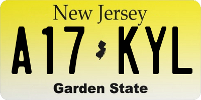 NJ license plate A17KYL