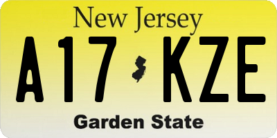 NJ license plate A17KZE