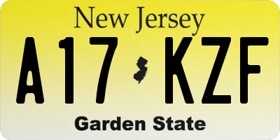 NJ license plate A17KZF