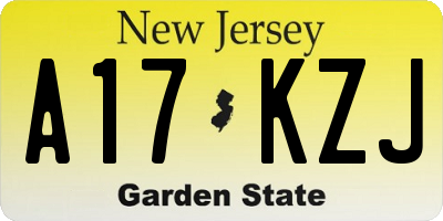 NJ license plate A17KZJ