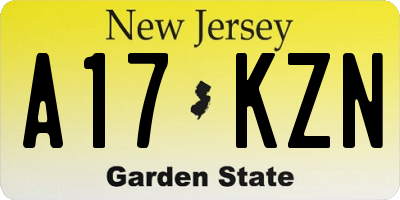 NJ license plate A17KZN