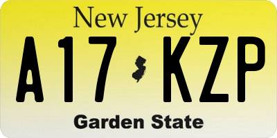 NJ license plate A17KZP