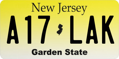 NJ license plate A17LAK
