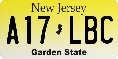 NJ license plate A17LBC