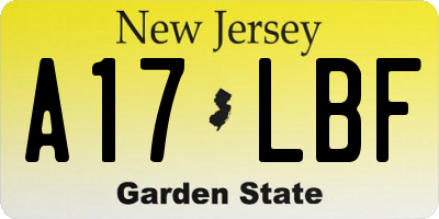 NJ license plate A17LBF