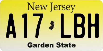 NJ license plate A17LBH