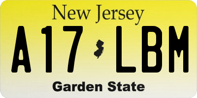 NJ license plate A17LBM
