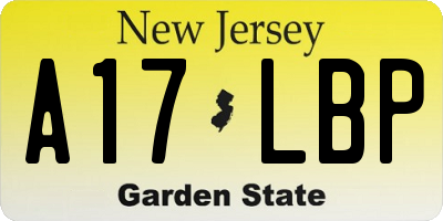 NJ license plate A17LBP