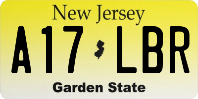 NJ license plate A17LBR
