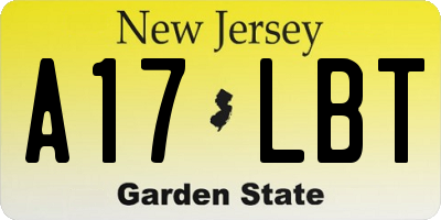 NJ license plate A17LBT