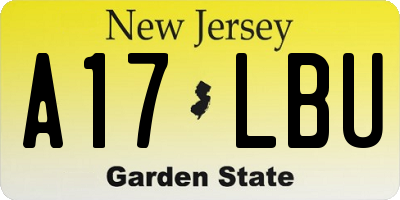 NJ license plate A17LBU