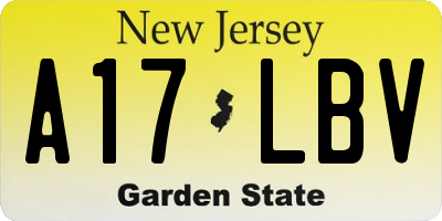 NJ license plate A17LBV