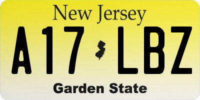 NJ license plate A17LBZ