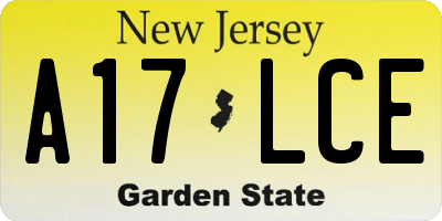 NJ license plate A17LCE