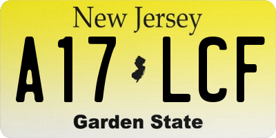 NJ license plate A17LCF