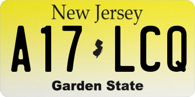 NJ license plate A17LCQ