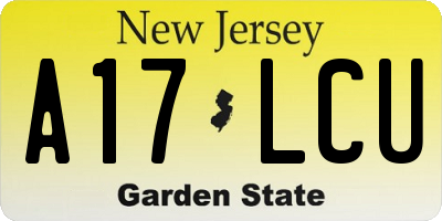 NJ license plate A17LCU