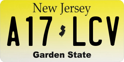 NJ license plate A17LCV
