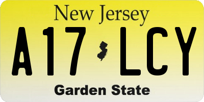 NJ license plate A17LCY