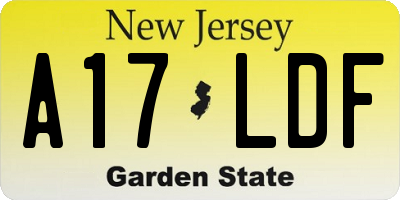 NJ license plate A17LDF