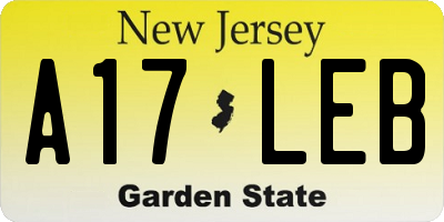 NJ license plate A17LEB