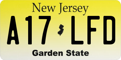 NJ license plate A17LFD