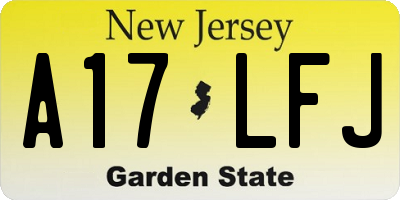 NJ license plate A17LFJ