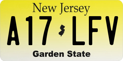 NJ license plate A17LFV