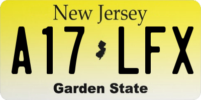 NJ license plate A17LFX