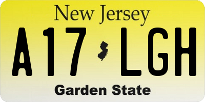 NJ license plate A17LGH