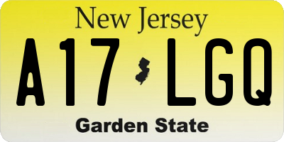 NJ license plate A17LGQ