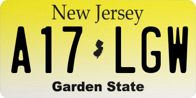 NJ license plate A17LGW
