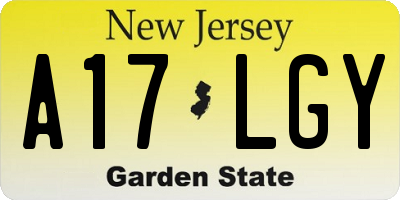 NJ license plate A17LGY