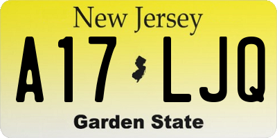 NJ license plate A17LJQ