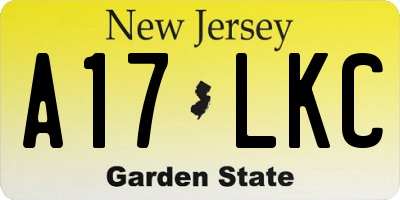 NJ license plate A17LKC