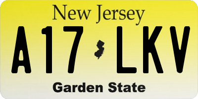 NJ license plate A17LKV