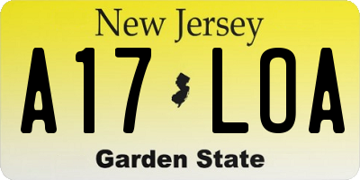 NJ license plate A17LOA