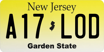 NJ license plate A17LOD